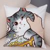 Cute Cartoon Cat Cushion Cover Decor Funny Lovely Pet Animal Print Pillowcase for Sofa Home Car Soft Plush Pillow Case xcm