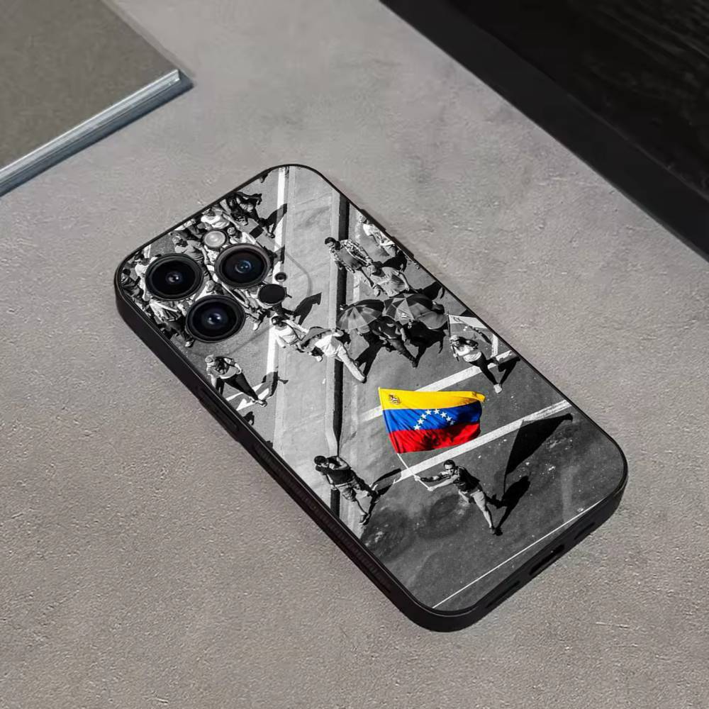 

Venezuelan Flag M-Map Phone Case Silicone Black Soft For iPhone 17,16,15,14,13,12,11,Pro,Max,Plus,E,SE4,Air,Mini iPhone17