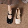 Krazing Pot Microfiber Round Toe Thick Med Heels Spring Summer Shoes Big Size 43 Circle Button Women Platform Pumps