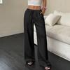 Pantaloni Eleganti a Gamba Larga da Donna per Tutte le Stagioni, Pantaloni Formali e da Tutti i Giorni con Tasche Laterali, Tessuto Non Elasticizzato per l'Ufficio