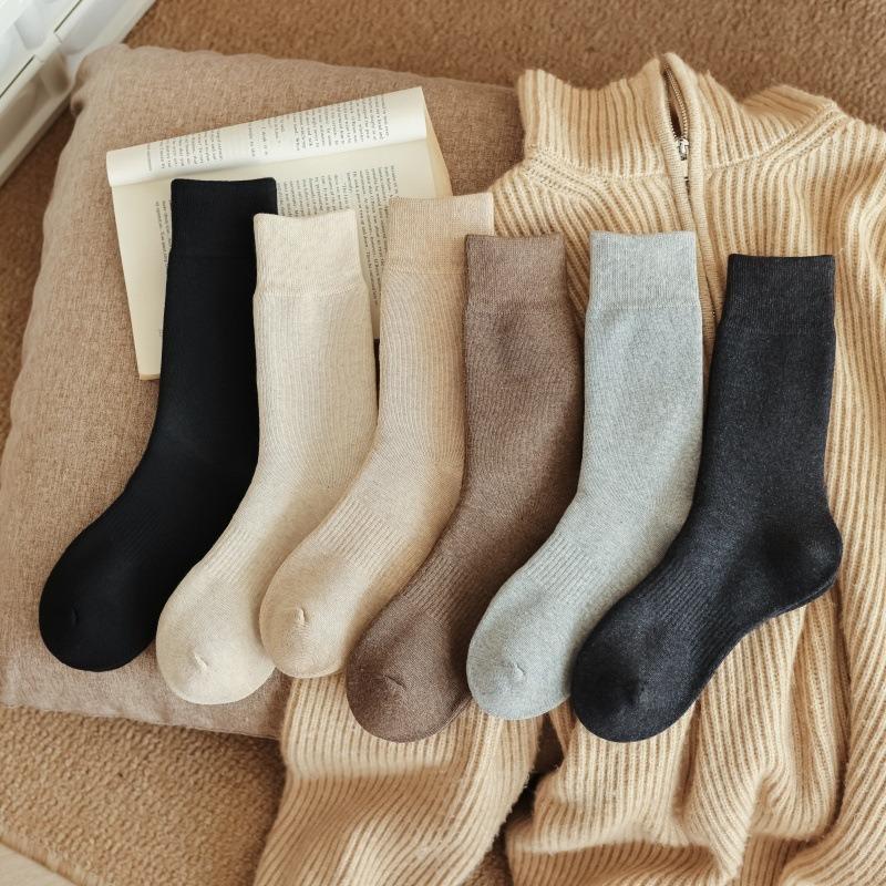 Men's Autumn and Winter Pure Cotton Plus Velvet Warm Hair Ring Boneless Tube Socks