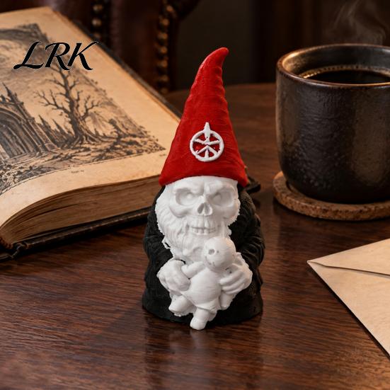Spooky Outdoor Yard Decorations Gothic Skull Gnome Statue, 3D Printed Faceless Garden Figurine, Unique Home Accessories Halloween Skeleton Ornament
