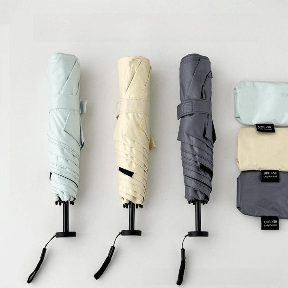 Compact Folding Ultra-Light Umbrella Black Coating Pocket Rain Umbrella Outdoor Use