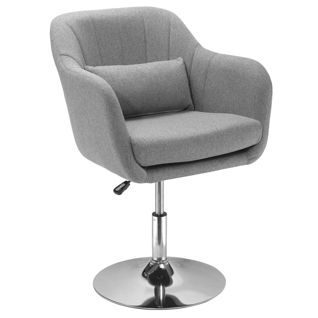 Swivel Chair Height Adjustable Office Chair Linen Like Polyester Metal 60 X 60 X 79 91 Cm Gray