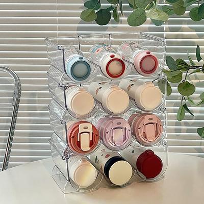 Multi-Layer Stackable Thermos Cup Holder Kitchen Water Cup Storage Rack Storage Shelf Water Bottle Display Rack
