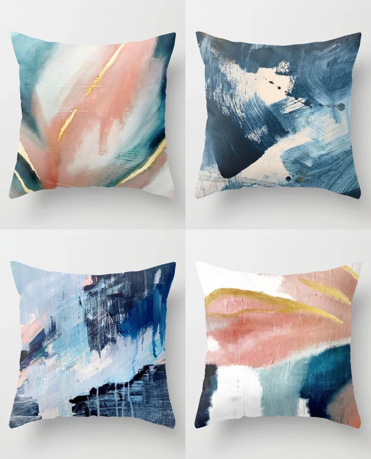 Helenal Unisex New Abstract Oil Painting Cushion Cover Nordic Style Hemp Pillow Cover Decorative Sofa Throw Pillows Christmas Pillow Cover 18