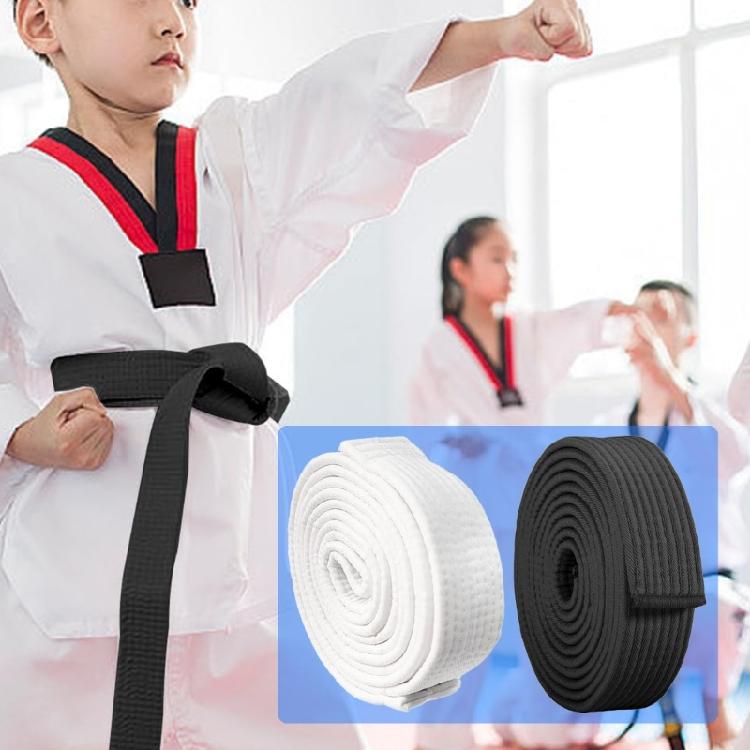Durability Taekwondo Practice Belt Standardized Black White Polyester Weave for Athletic Performances