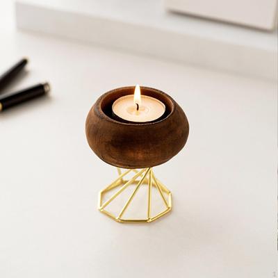 Portacandele in Legno Candelabro Decorazione Esterna Centrotavola Ornamentale Creativo Villaggio, Rotondo Vintage