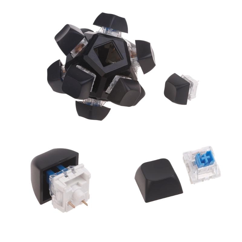 12 Sided RubiksCubes Mechanical Keyboard Switches Keychain Light Up Switches Tester Kit Decompression Relaxation Toys