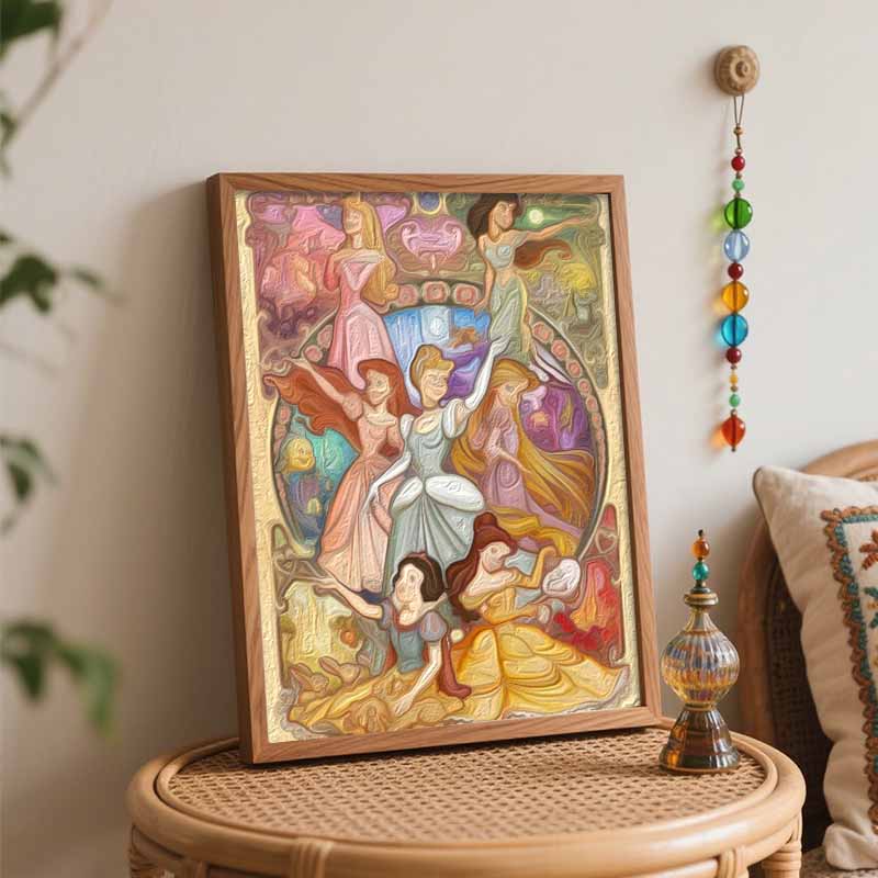 Disney Princess Oil Art Painting Kit Classic Cartoon Home Wall Decor Handmade Gift for Girls Room Art Lover Living Room Decoration