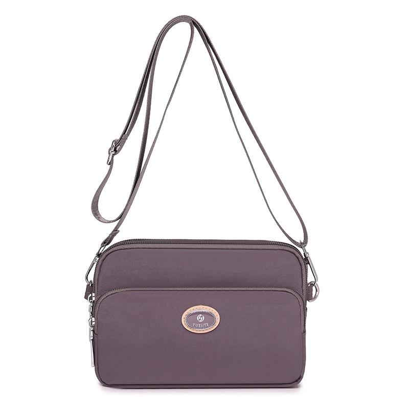 Borsa piccola da donna, borsa a tracolla, in nylon, quadrata, multitasche, tinta unita