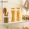 1/2PCS Pasta Storage Jars Airtight Glass with Bamboo Lids Round Reusable for Spaghetti & More Dishwasher Safe Airtight Storage