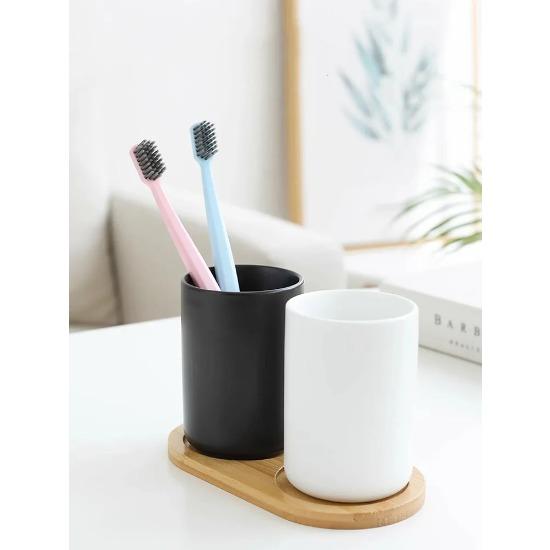 Einfacher Keramik Mundspülbecher Badezimmerzubehör Einfarbiger Keramik Zahnbürstenbecher Waschbecher Haushalts-Badezimmerzubehör
