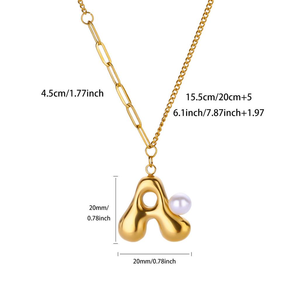 Hot-selling New English Letter Necklace Bubble Font Pendant Gold Pendant Glossy Collarbone Chain