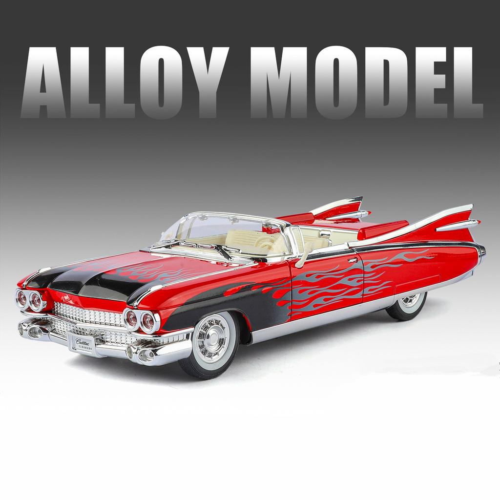 1/24 Eldorado Biarritz Series 62 Alloy Sports Car Model Diecast Metal Classic Retro Vehicles Car Model Sound Light Kids Toy Gift