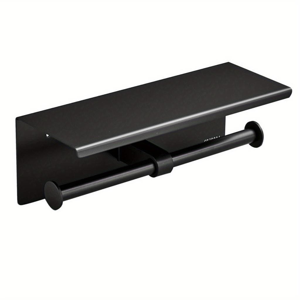 Wall Mounted 304 Stainless Steel Toilet Roll Paper Holder with Shelf, Double Roll Tissue Paper Holder