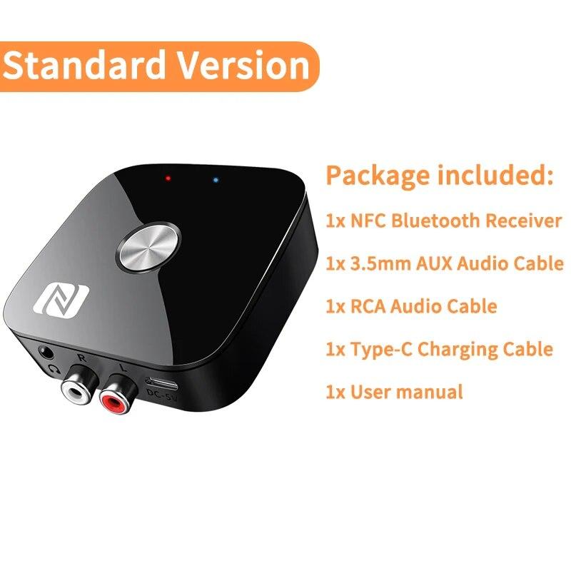 

NFC Bluetooth 5.3 Аудіоприймач 3,5 мм AUX R/L RCA Стерео HIFI Музика Бездротовий адаптер з мікрофоном USB U-Disk Пульт дистанційного керування v5.3
