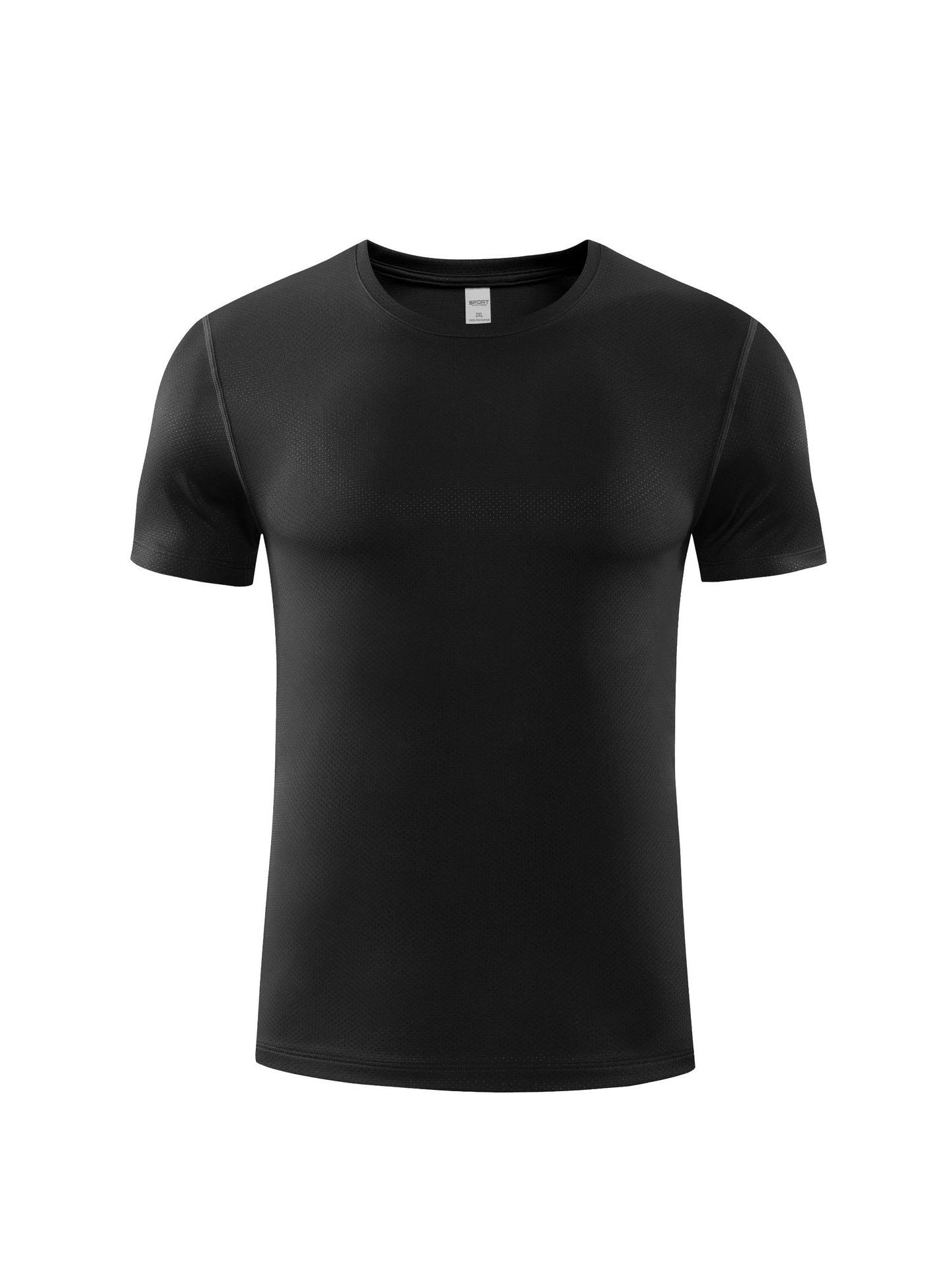 

Custom Quick-Dry Crew Neck Sports Shirt with Logo - Summer Sweat-Wicking Short Sleeve for Running L чёрный