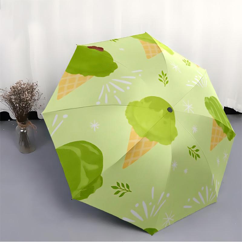 1pc Ice Cream Pattern Automatic Folding Umbrella - 8-Rib Automatic Open/Close, Portable Collapsible Compact Umbrella yy251218046