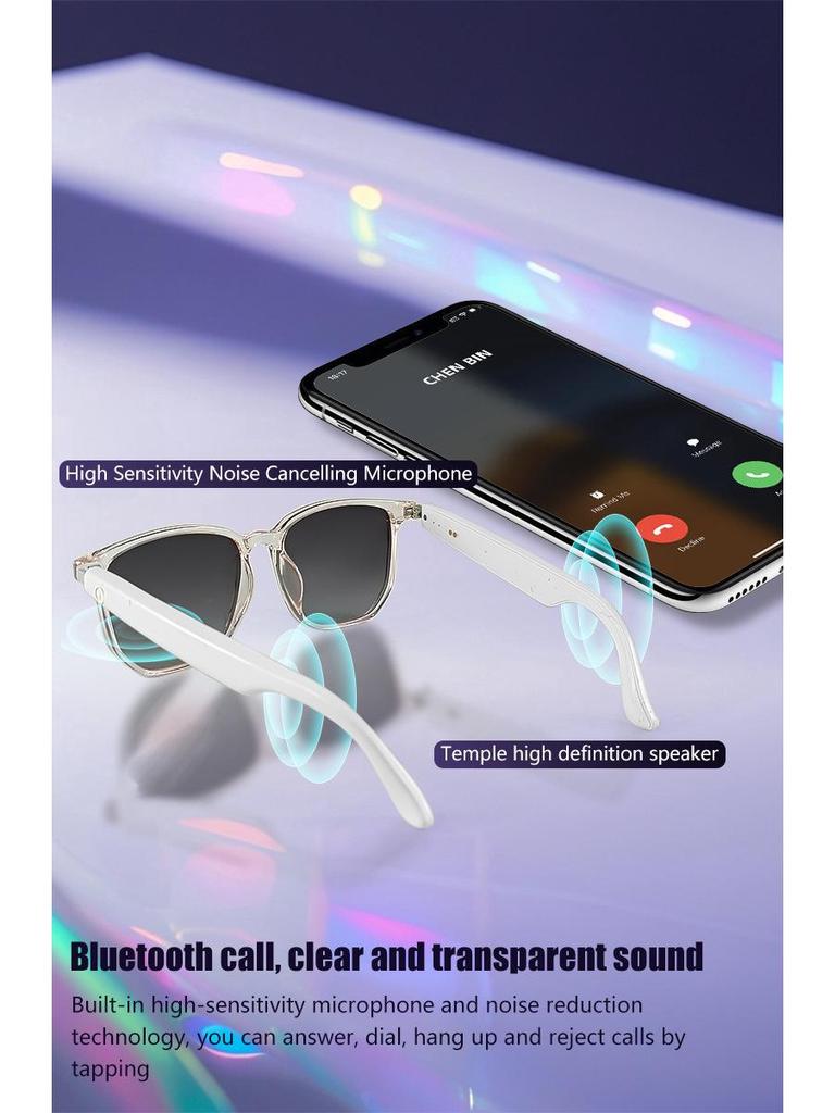 GS03 Polarized Bluetooth Smart Sunglasses: UV & Blue Light Protection, Music & Call Compatible, with Interchangeable Lenses