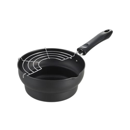 Maruyama 18cm Tiered Tempura Pan (with Half-Moon Rack), Induction and Gas Stove Compatible, Made In Japan, C27180, Oil Pan, Induction Cooker, Gas