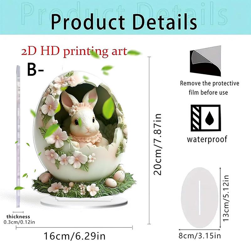 Bohemian Style 2D Acrylic Cute Easter Egg Rabbit Village DIY Decoration Festival Decor Desktop Ornament Easter Gifts For Bedroom
