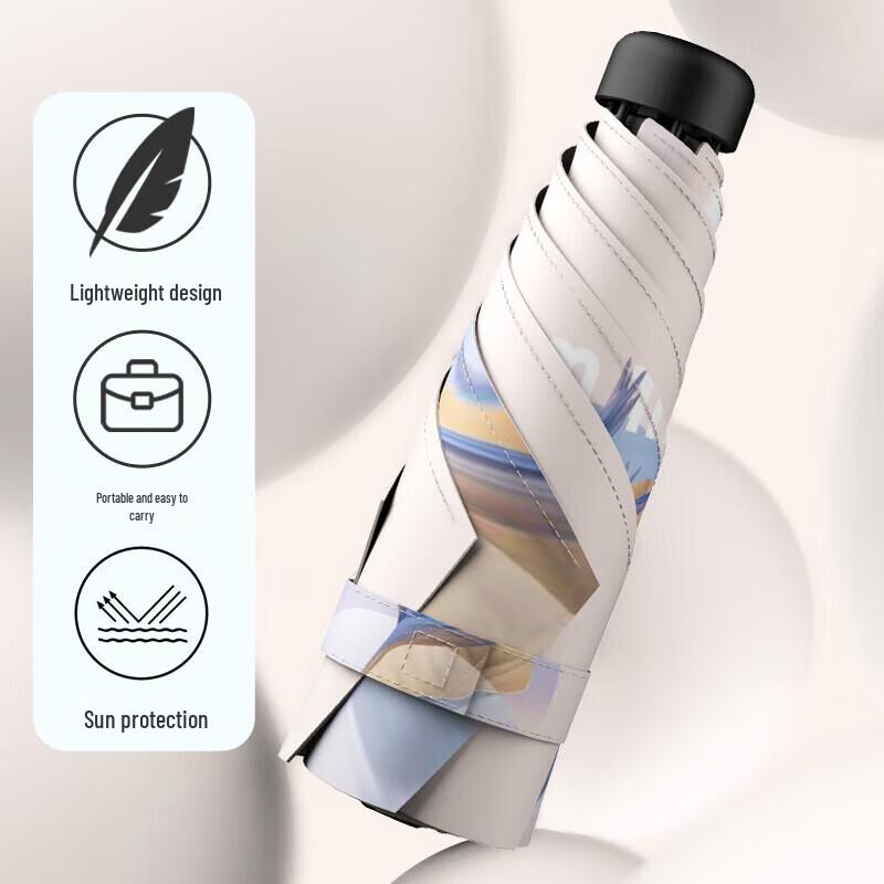 YUHANG UV Protection Five-Fold Black Glue Folding Umbrella