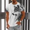 Men's Short Sleeve T-Shirt with Cool Wolf Print, Casual Fashion Tee