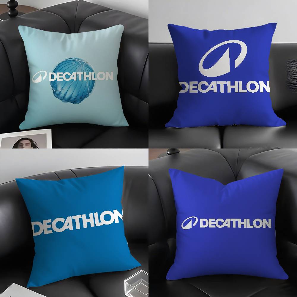 Pillow Case Classic D-DecathlonS Home Dorm Chair Back Short Plush Double-sided Printing Office Nap Time Cushion Cover