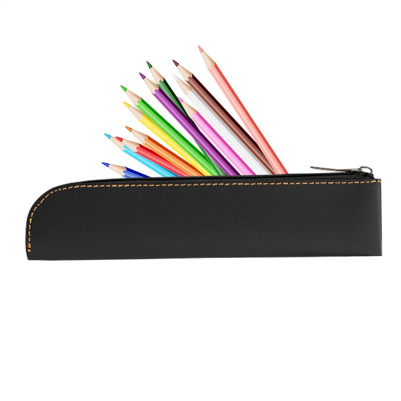 pencil case Pouch Portable Slim Stationery Organizer with Zipper PU Leather Large Capacity School Supplies for Students & Work