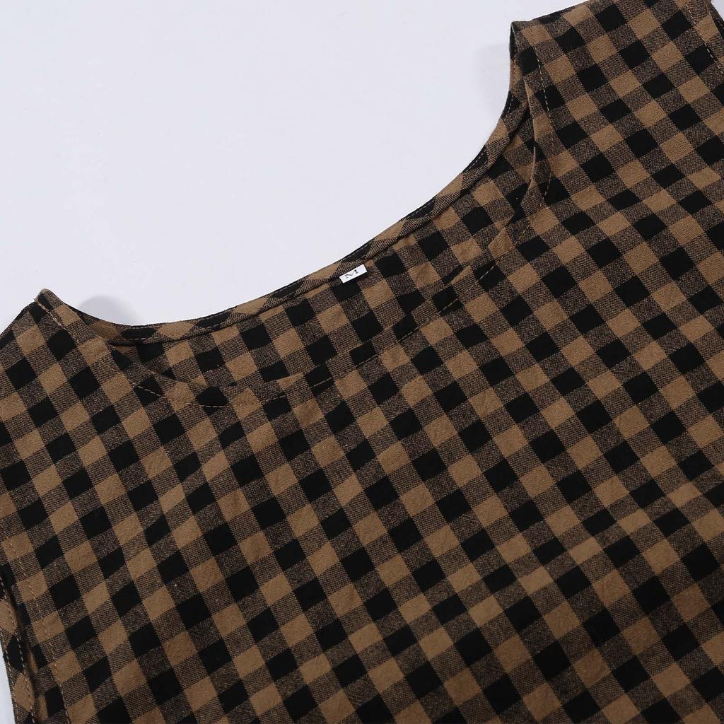 Women's 2026 New Printed Plaid Loose Casual Sleeveless Vest and Pants Set