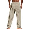Men's Casual Linen Trousers Elastic Waist Drawstring Baggy Trousers Solid Color Loose Fit Summer Pants with Pockets for Beach Yoga Wear