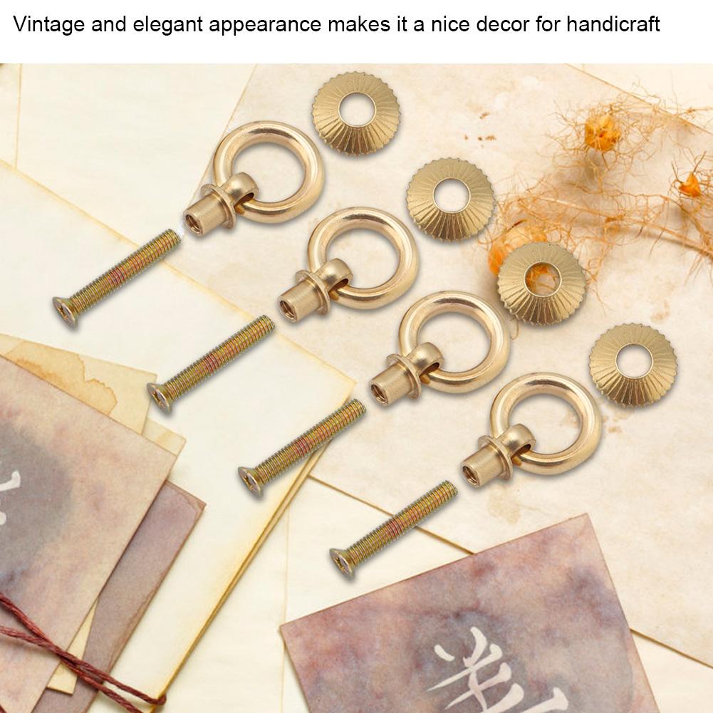 4pcs pack Mini Simple Vintage Pull Rings Cosmetic Case Jewelry Box Attachment Handle