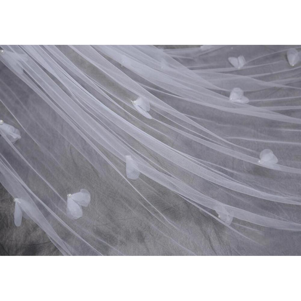 2.8 מטר ויל כלה ארוך שלוש שכבות כלה חתונה מנטיליה ארוכה עם קישוט עלי ורדים