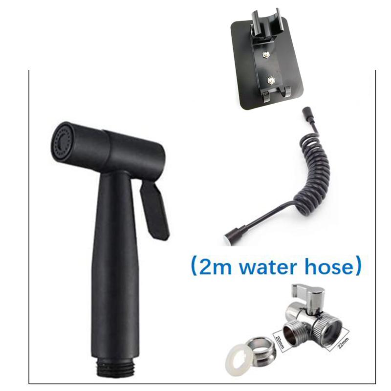 

Черный серебристый ручной унитаз биде распылитель набор из нержавеющей стали 2 м шланг для воды клапан дивертор держатель кран туалет ванная комната душевая лейка black B