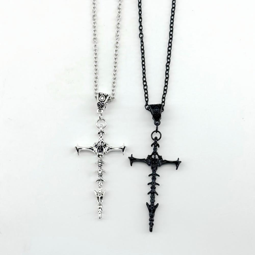 Skull Cross Gothic Choker Necklace - Retro Dark Clavicle Pendant for Sweaters