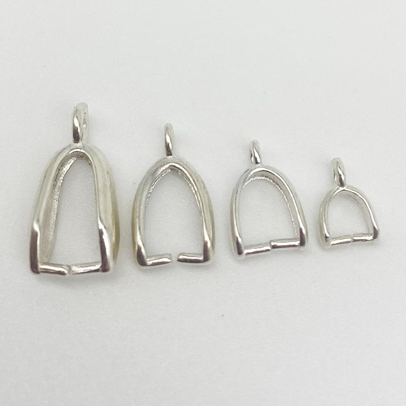 Yansheng S925 Sterling Silver Melon Seed Clasp Pendant Bail for DIY Jade, Buckle, or Crystal Accessories Plain Silver (No Plating)