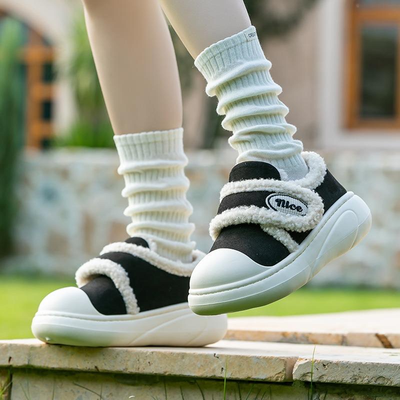 Velcro cotton shoes women's winter velvet warm thick-soled casual outer wear bag and cotton slippers