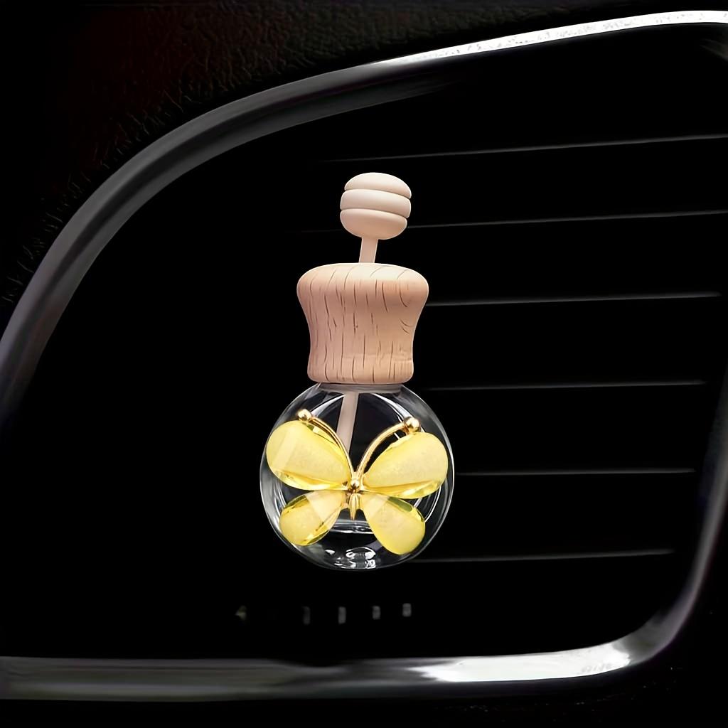 1pc Car Butterfly Glass Bottle, Reusable Car Essential Oil Diffuser, Empty Glass Bottle Pure Decoration Car Accessories