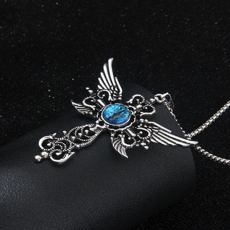 European and American Devil's Eye Cross Fashion Necklace Fashion Men's Hip Hop Pendant