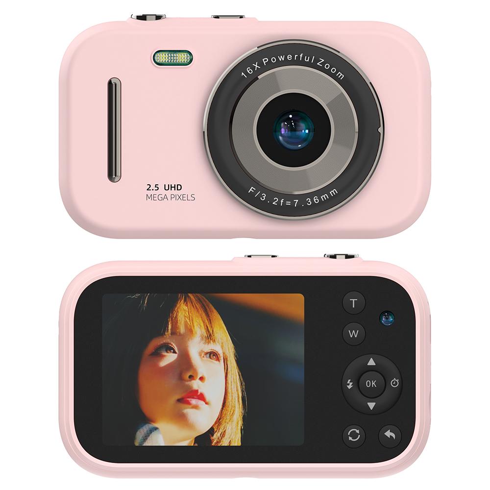 

H17 2.8-inch IPS Screen Student Entry-Level Digital Camera HD Dual Lens CCD Camera Pink