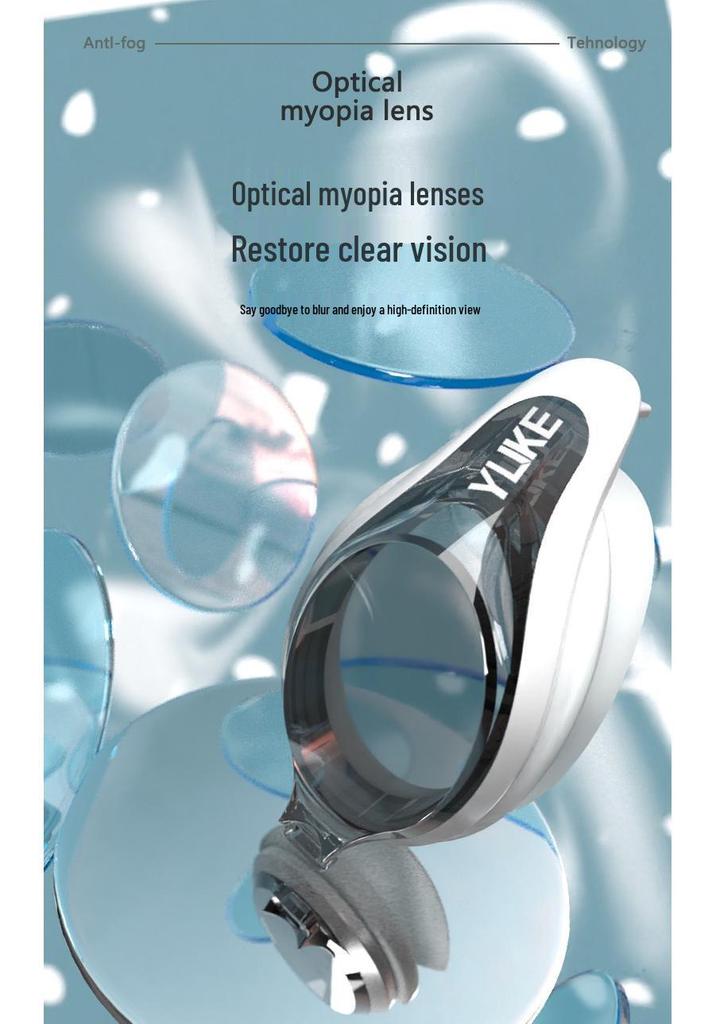 Women's HD Waterproof Anti-Fog Prescription Swimming Goggles - Small Frame, Unisex Design
