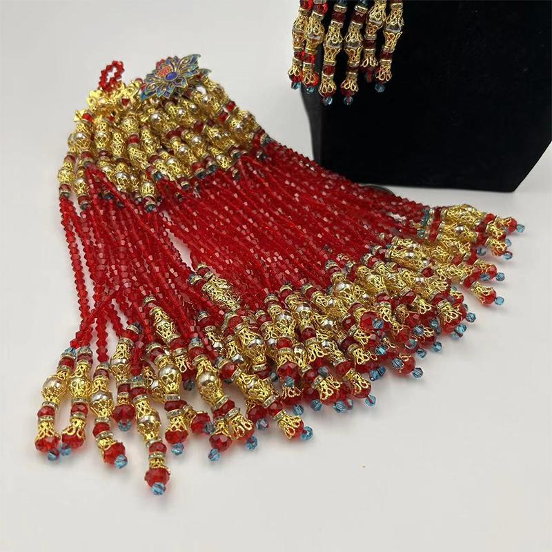 Handmade Wedding Groomsmen Hanfu Embroidery Zipper Tassel Cheongsam Pendant Diy Hairpin Bead Stringing Adult Alloy Glass