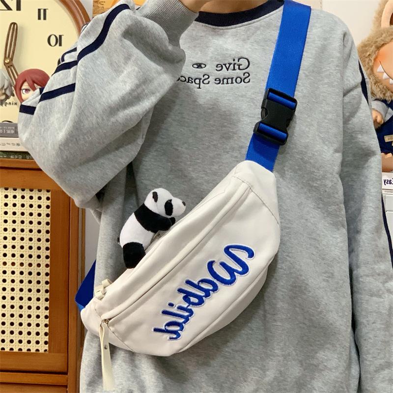 Men's and women's outdoor sports fanny pack large capacity portable letter shoulder messenger bag new street fashion breast bag