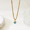 Stainless Steel Turkey Blue Evil Eye Necklace for Women Boho Ethnic Geometric Round Eyes Charm Clavicle Choker Party Jewelry