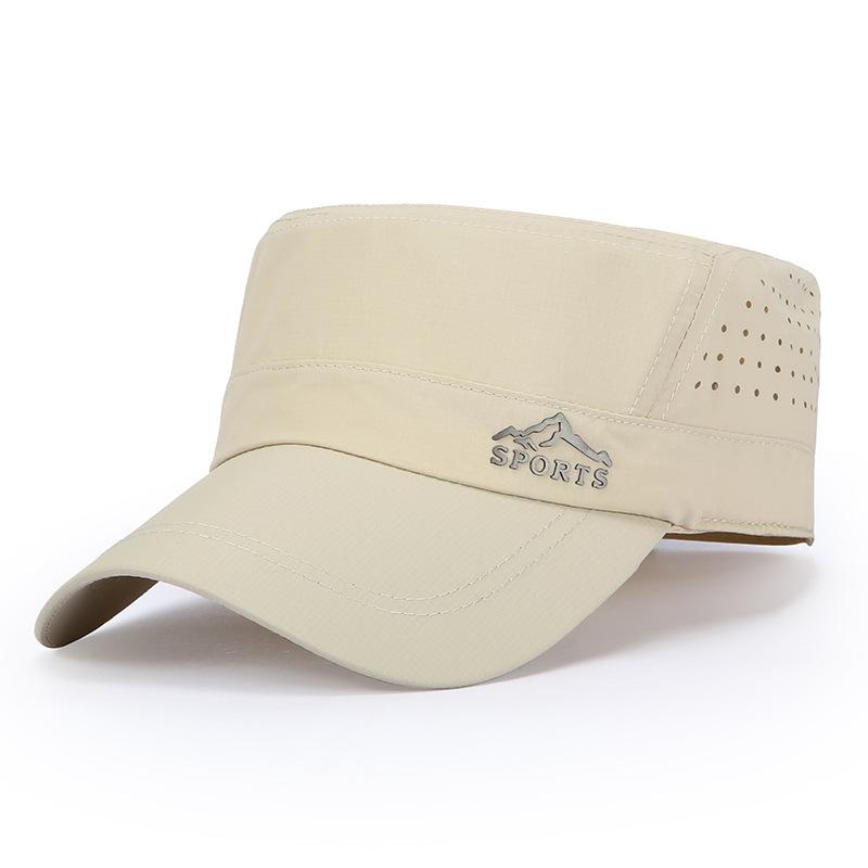 Men'S And Women'S Outdoor Jungle Adventure Solid Color Simple Military Hat Quick-Drying Hat Mountaineering Breathable Flat Top Hat Mountain Logo Hat