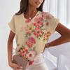 Women's 3D floral printed T-shirt, round neck casual short sleeved top, comfortable top, girls' beautiful shirt, women's loose summer clothing