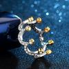 Fashion Glamour Women Crown Gold Plated Crystal Bridal Engagement Ring Ornament