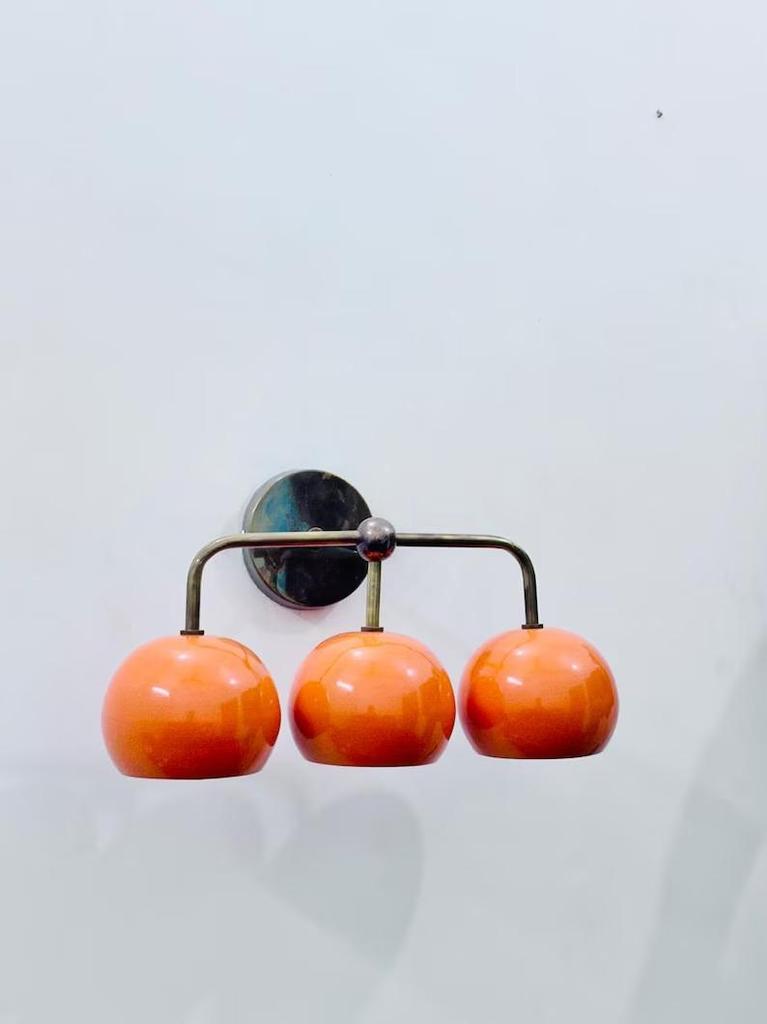 Mid Century Italian Brass Diabolo Wall Sconce - 3 Bulb Vanity Light