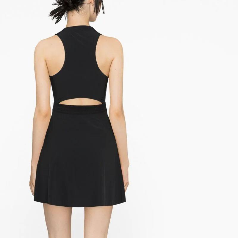 Nike Swoosh Solid Logo Print Sleeveless Dress Women Dresses Black DX1427-010